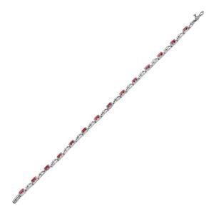 18B033 | 18ct White Gold Natural Diamond And Ruby Bracelet
