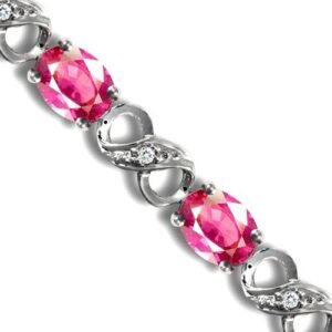 18B036 | 18ct White Gold Natural Diamond And Pink Sapphire Bracelet