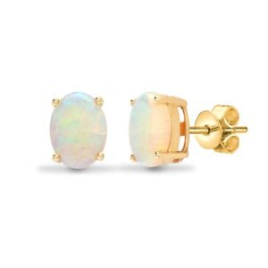 18E180 | 18ct yellow gold opal 1.63ct stud earrings.