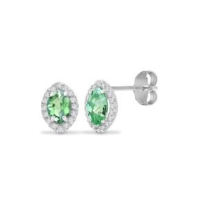 18E305 | 18ct White gold Natural Diamond 15pt and Peridot 68pt stud earrings.