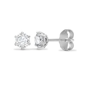 18E360-035 | 18ct White Gold 35pt 6 Claw Natural Diamond Soli Stud Earrings