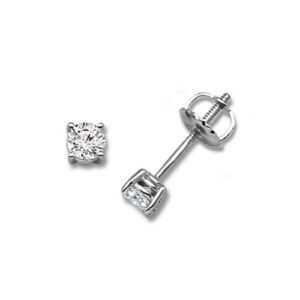 18E371 | 18ct White Gold claw set 0.20ct Natural Diamond solid Stud Earrings with a screw back fitting