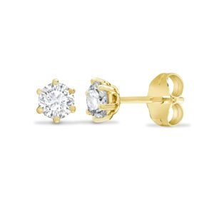 18E378-020 | 18ct Yellow Gold 20pt 6 Claw Natural Diamond Soli Stud Earrings