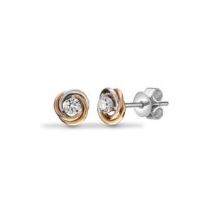 18E387 | 18ct 3 Colour 0.20ct Natural Diamond Knot Stud Earrings
