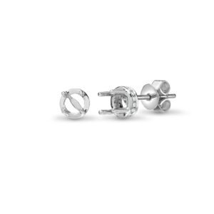 18E401-075 | 18ct White 0.12ct Natural Diamond Semi Set Stud Earrings - Holds 0.75ct Total