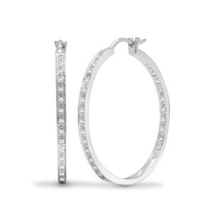18E441 | 18ct White 0.31ct Natural Diamond Pave Full Set Hoop Earrings