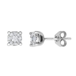 18E460-033 | 18ct White 0.33ct Natural Diamond 7 Stone Cluster Earrings
