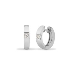 18E462 | 18ct White gold 18pt Natural Diamond huggie style earrings with a hinged notched post fixing