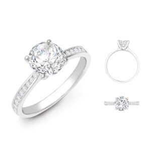 18R950-025-GSI1 | 18ct White Gold 0.13ct Natural Diamond Channel-set Wed-fit Ring Mount + 0.25ct Diamond
