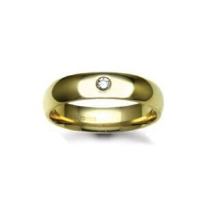 18W001-6 | 18ct Gold Yellow Natural Diamond Rubover set Wedding Ring