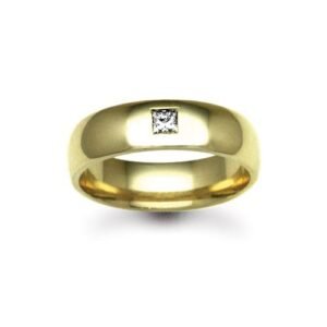 18W007-3 | 18ct Gold Yellow Natural Diamond Rubover set Wedding Ring