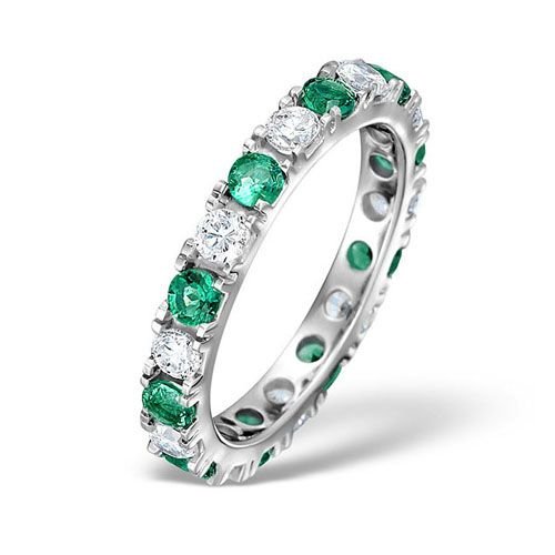18WFE002E-100-GVS | 18ct White Gold Claw Set Full Eternity Ring Natural Diamond 0.50ct Emerald 0.70ct G VS