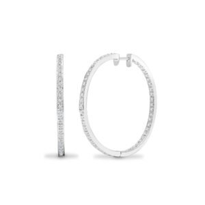 9E048 | 9ct white gold 80pt Natural Diamond Hoop Earrings with a hinge and a notched post fixing.