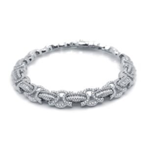 ABB195 | 925 Silver CZ Set Flat Byzantine Bracelet