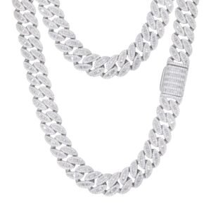 ABB202-26 | 925 Silver Baguette CZ Set Cuban Chain 14.0mm