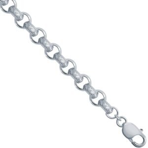 ACN023A-9 | JN Jewellery 925 Silver Patterened & Plain Belcher 9.0mm Gauge Bracelet