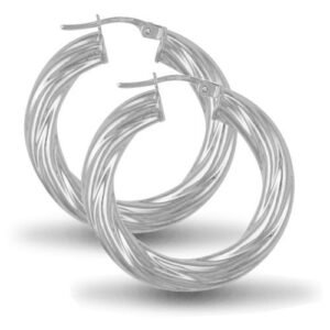 AER003B | 925 Sterling Silver 5mm round-tube twisted creole Hoop Earrings