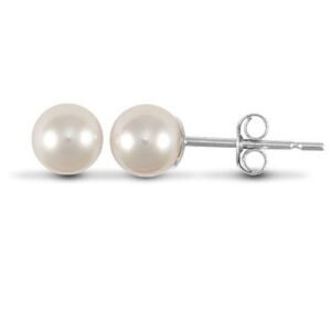 AES009 | ladies 925 Sterling Silver 5-6mm freshwater pearl stud earrings.