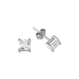 AES056 | 925 Silver 5mm CZ Set Stud Earrings Square