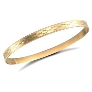 JBG068 | 9ct Yellow Gold Flat Diamond Cut Slave Bangle