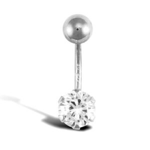 JBJ101 | 9ct White Gold Cubic Zirconia Belly Bar