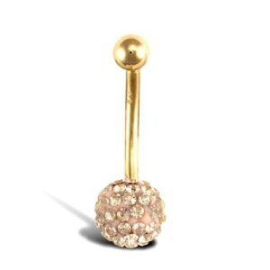 JBJ107 | 9ct Yellow Gold Crystal Belly Bar