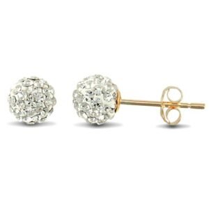 JES214 | 9ct yellow gold clear sparkling crystal set 6mm ball Stud Earrings