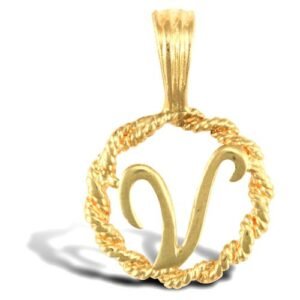 JIN001-V | 9ct Yellow Gold Rope initial Pendant
