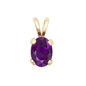 JPD599 | 9ct Yellow Gold 7x5 Amethyst Pendant