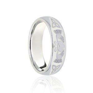 JWR150-P-5 | Platinum Court 5mm Celtic Half Engraved Wedding Band