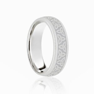 JWR170-P-5 | Platinum Court 5mm Celtic Laser Engraved Wedding Band