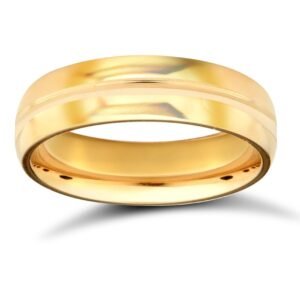 WDS22Y5-05 | 22ct Yellow Gold Standard Weight 5mm D Shaped Profile Centre Groove Wedding Ring